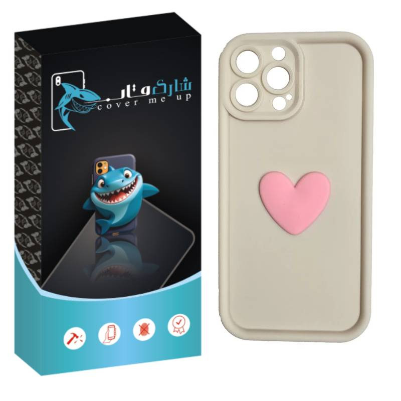 کاور شارک قاب مدل سیلیکونی سولید طرح قلب مناسب برای گوشی موبایل اپل iPhone 16 Pro Max